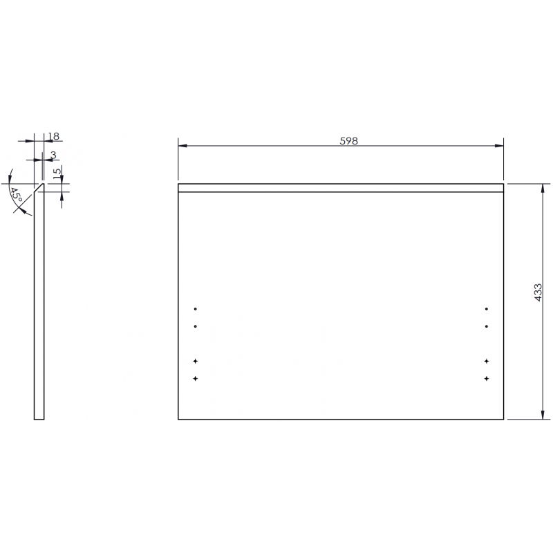 Mexen Rivel grooved front for bathroom cabinet body 60 x 43.5 cm, black matte - 91A20-0600-470-1-71