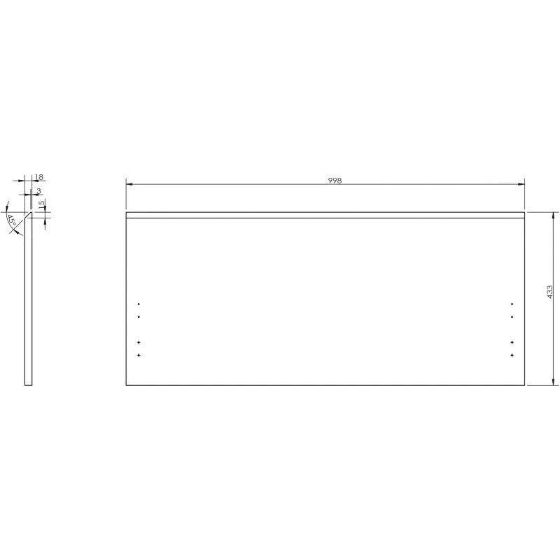 Mexen Rivel ribbed front for bathroom cabinet body 100 x 43.5 cm, oak - 91A20-1000-470-1-81