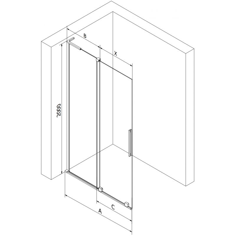Mexen Velar L sliding shower wall Walk-in 90 x 200 cm, frost 8 mm, white - 871-090-003-33-20