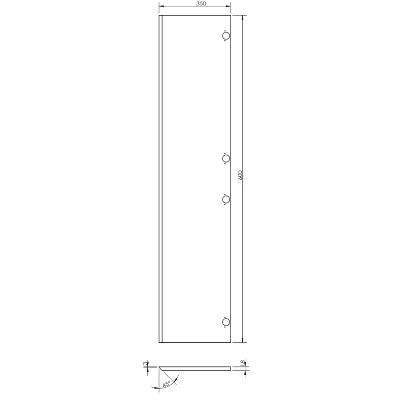 Mexen Rivel grooved front for bathroom cabinet body 35 x 160 cm, matte black - 91A21-1600-300-1-71