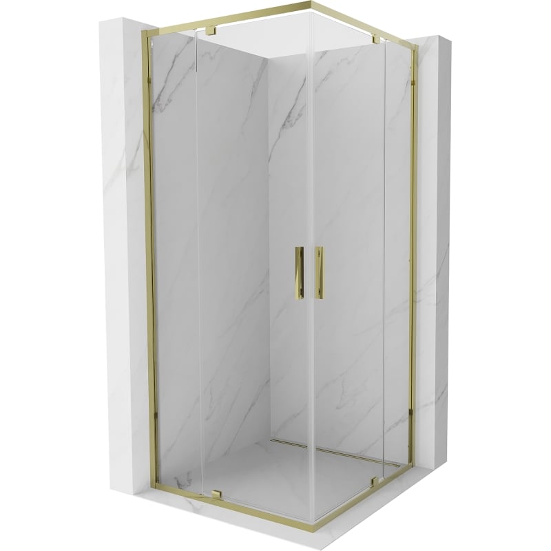 Mexen Exo Square Hinged Shower Cabin 70 x 70 cm, Transparent, Gold - 8110-070-070-50-00