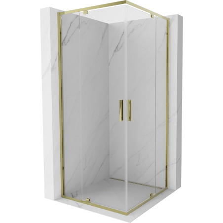 Mexen Exo-R Duo square hinge shower cabin 70 x 70 cm, transparent, gold - 8110-070-070-50-00