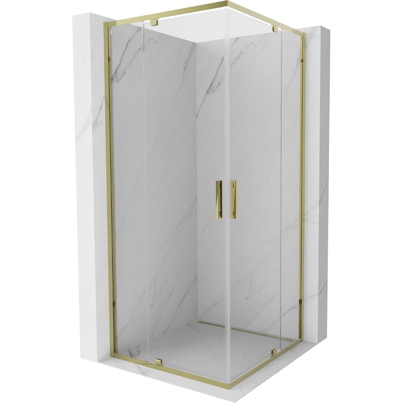 Mexen Exo square shower cabin hinged 80 x 80 cm, transparent, gold - 8110-080-080-50-00
