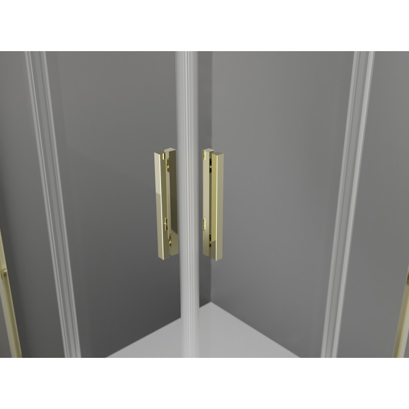 Mexen Exo-R Duo square pivot shower cabin 80 x 80 cm, transparent, gold - 8110-080-080-50-00