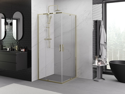 Mexen Exo Shower Cabin Square Hinged 90 x 90 cm, Transparent, Gold - 8110-090-090-50-00