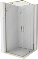 Mexen Exo square hinged shower cabin 90 x 90 cm, transparent, gold - 8110-090-090-50-00