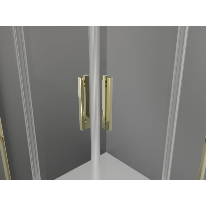 Mexen Exo square hinged shower cabin 90 x 90 cm, transparent, gold - 8110-090-090-50-00