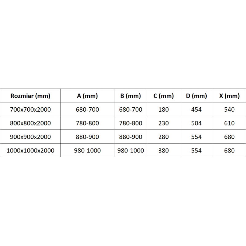 Mexen Exo Square Shower Enclosure with Hinged Doors 100 x 100 cm, Transparent, Gold - 8110-100-100-50-00