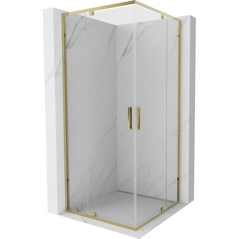 Mexen Exo-R Duo square hinged shower cabin 100 x 100 cm, transparent, gold - 8110-100-100-50-00