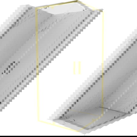 Mexen Exo Square Shower Enclosure with Hinged Doors 100 x 100 cm, Transparent, Gold - 8110-100-100-50-00