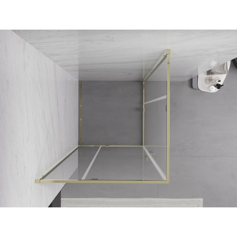 Mexen Exo-R Duo square hinged shower cabin 100 x 100 cm, transparent, gold - 8110-100-100-50-00