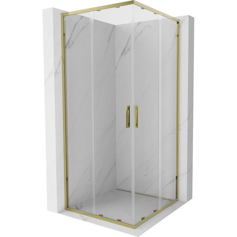 Mexen Exo square sliding shower cabin 70 x 70 cm, transparent, gold - 8111-070-070-50-00