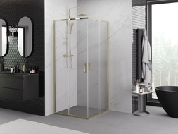 Mexen Exo-S Duo square sliding shower cabin 70 x 70 cm, transparent, gold - 8111-070-070-50-00