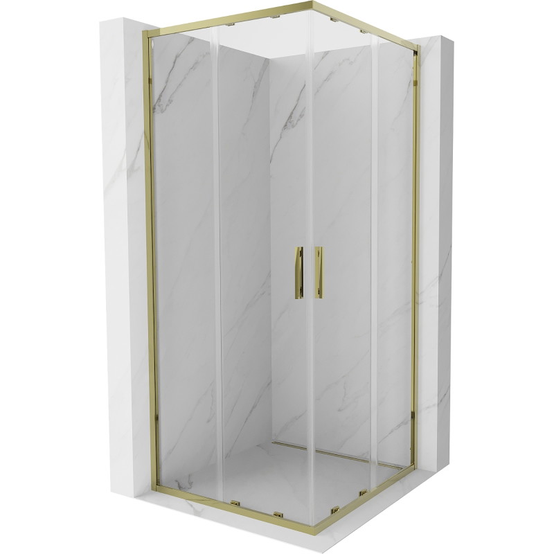 Mexen Exo-S Duo square sliding shower cabin 80 x 80 cm, transparent, gold - 8111-080-080-50-00