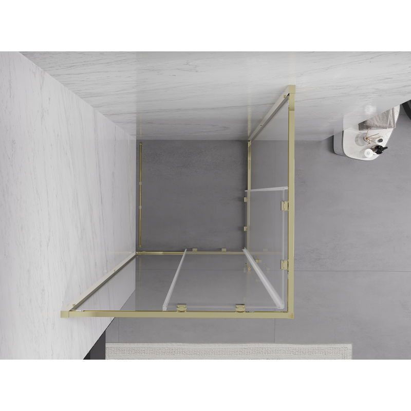 Mexen Exo square sliding shower cabin 80 x 80 cm, transparent, gold - 8111-080-080-50-00