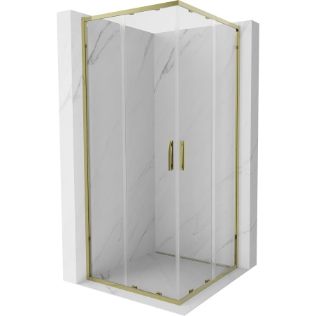 Mexen Exo-S Duo square sliding shower cabin 100 x 100 cm, transparent, gold - 8111-100-100-50-00