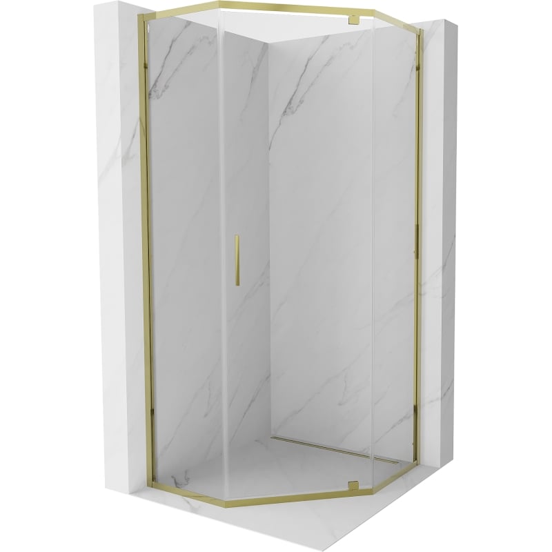 Mexen Exo pentagonal shower cabin, hinged 80 x 80 cm, transparent, gold - 812-080-080-50-00