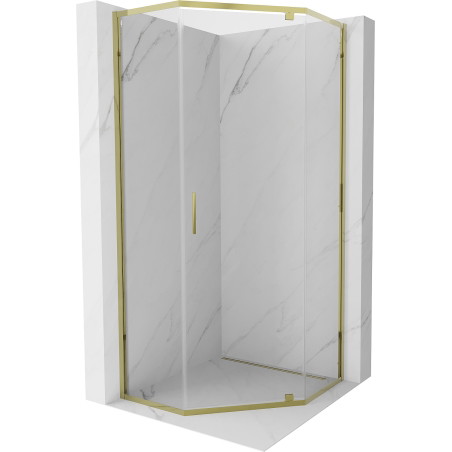 Mexen Exo-R pentagonal hinged shower cabin 80 x 80 cm, transparent, gold - 812-080-080-50-00