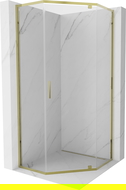 Mexen Exo pentagonal shower cabin, hinged 80 x 80 cm, transparent, gold - 812-080-080-50-00