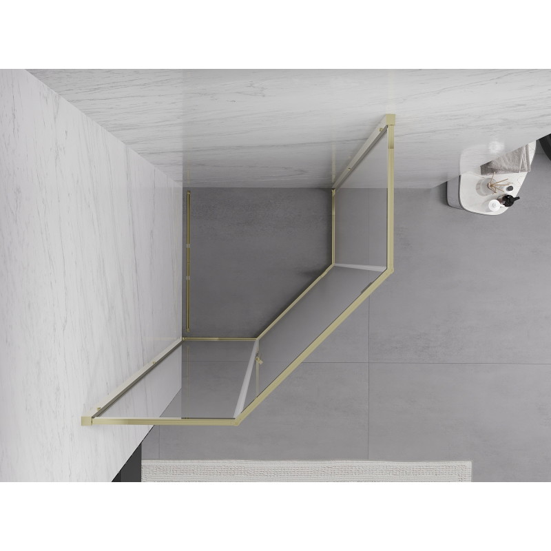Mexen Exo-R pentagonal hinged shower cabin 80 x 80 cm, transparent, gold - 812-080-080-50-00