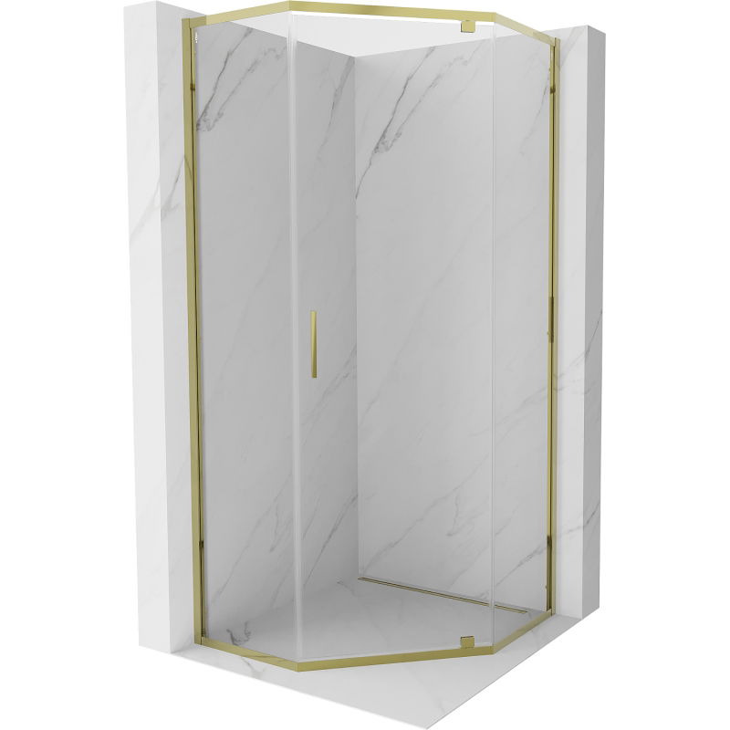 Mexen Exo pentagonal shower enclosure with hinged doors 90 x 90 cm, transparent, gold - 812-090-090-50-00
