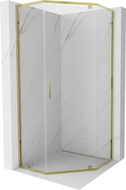 Mexen Exo-R pentagonal hinged shower cabin 90 x 90 cm, transparent, gold - 812-090-090-50-00