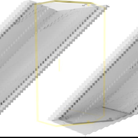 Mexen Exo Pentagonal Hinged Shower Enclosure 100 x 100 cm, Transparent, Gold - 812-100-100-50-00