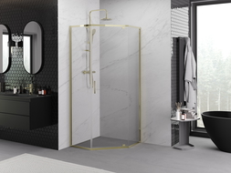 Mexen Exo Pentagonal Hinged Shower Enclosure 100 x 100 cm, Transparent, Gold - 812-100-100-50-00