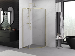 Mexen Exo-R pentagonal swing shower cabin 100 x 100 cm, transparent, gold - 812-100-100-50-00