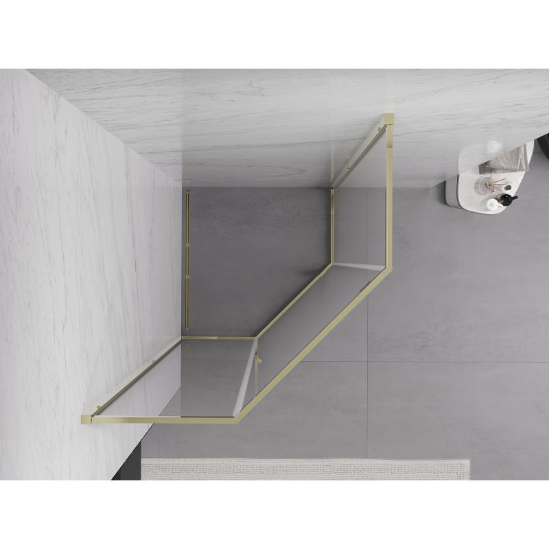 Mexen Exo Pentagonal Hinged Shower Enclosure 100 x 100 cm, Transparent, Gold - 812-100-100-50-00