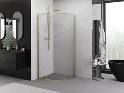 Mexen Exo-S semi-circular sliding shower cabin 70 x 70 cm, transparent, gold - 8131-070-070-50-00