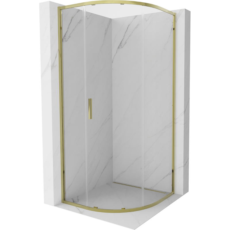 Mexen Exo semi-circular sliding shower cabin 70 x 70 cm, transparent, gold - 8131-070-070-50-00