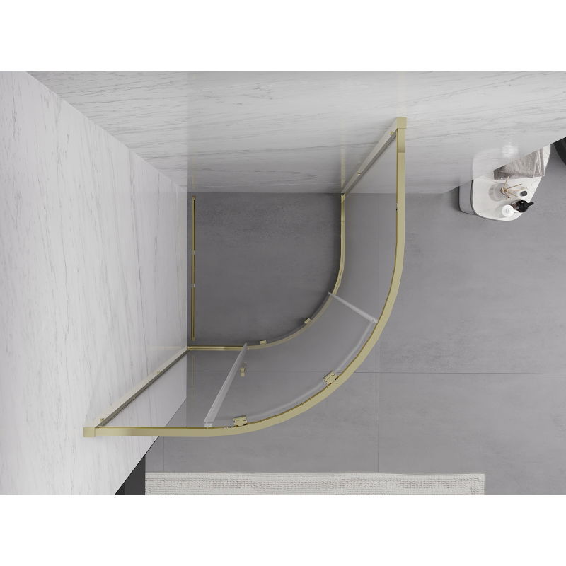 Mexen Exo Semi-Circular Sliding Shower Enclosure 80 x 80 cm, Transparent, Gold - 8131-080-080-50-00