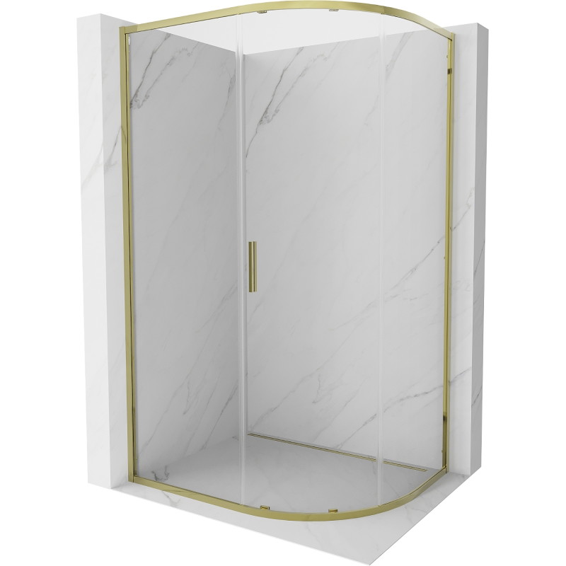 Mexen Exo-S semi-circular sliding shower cabin 90 x 80 cm, transparent, gold - 8131-090-080-50-00