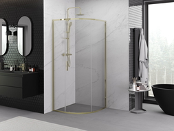 Mexen Exo semi-circular sliding shower cabin 90 x 90 cm, transparent, gold - 8131-090-090-50-00