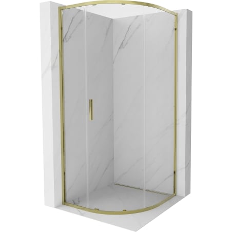 Mexen Exo-S semi-circular sliding shower cabin 90 x 90 cm, transparent, gold - 8131-090-090-50-00