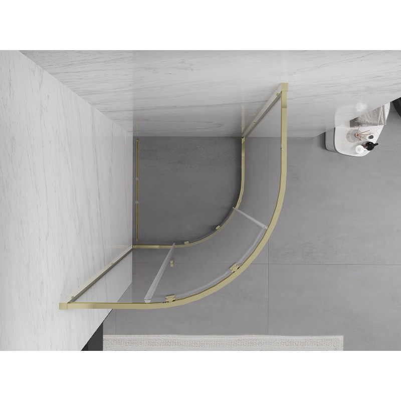 Mexen Exo-S semi-circular sliding shower cabin 90 x 90 cm, transparent, gold - 8131-090-090-50-00