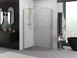 Mexen Exo-S semi-circular sliding shower cabin 100 x 80 cm, transparent, gold - 8131-100-080-50-00