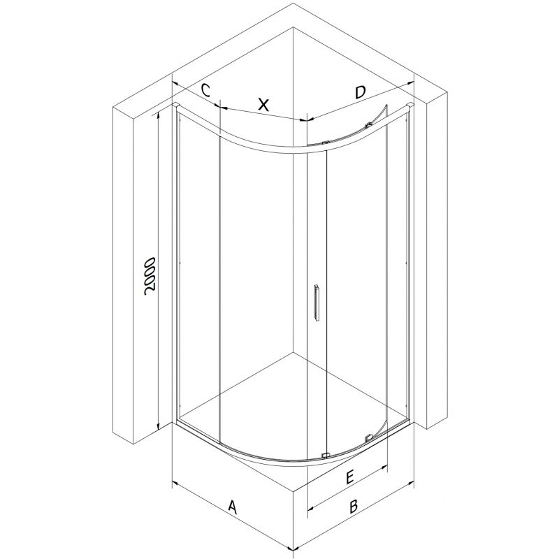Mexen Exo semicircular sliding shower cabin 100 x 90 cm, transparent, gold - 8131-100-090-50-00