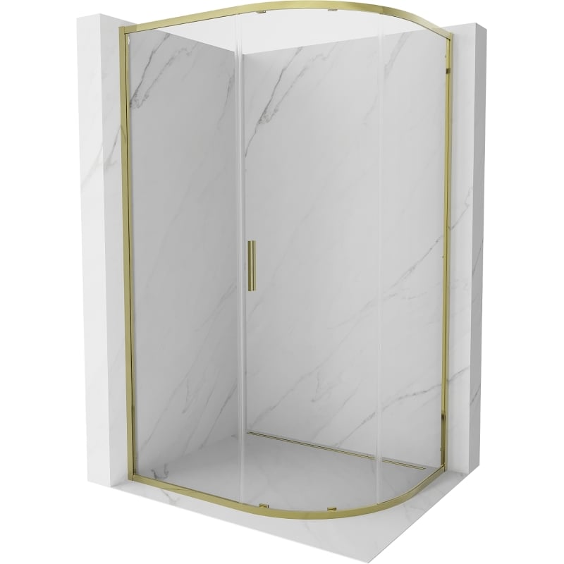 Mexen Exo-S semi-circular sliding shower cabin 100 x 90 cm, transparent, gold - 8131-100-090-50-00