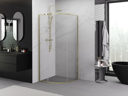 Mexen Exo semi-circular sliding shower cabin 100 x 100 cm, transparent, gold - 8131-100-100-50-00
