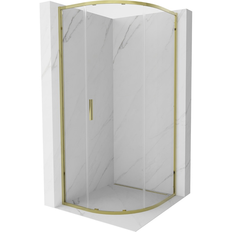 Mexen Exo-S semi-circular sliding shower cabin 100 x 100 cm, transparent, gold - 8131-100-100-50-00