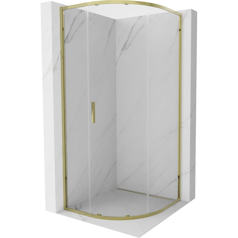 Mexen Exo semi-circular sliding shower cabin 100 x 100 cm, transparent, gold - 8131-100-100-50-00