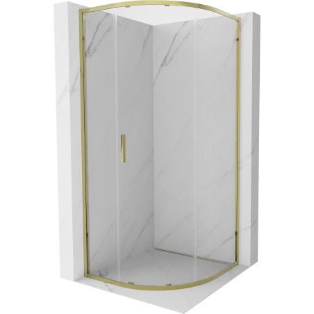 Mexen Exo-S semi-circular sliding shower cabin 100 x 100 cm, transparent, gold - 8131-100-100-50-00