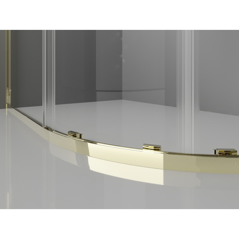 Mexen Exo-S semi-circular sliding shower cabin 100 x 100 cm, transparent, gold - 8131-100-100-50-00