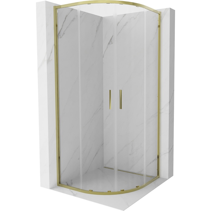 Mexen Exo-S Duo semi-circular sliding shower cabin 80 x 80 cm, transparent, gold - 8132-080-080-50-00