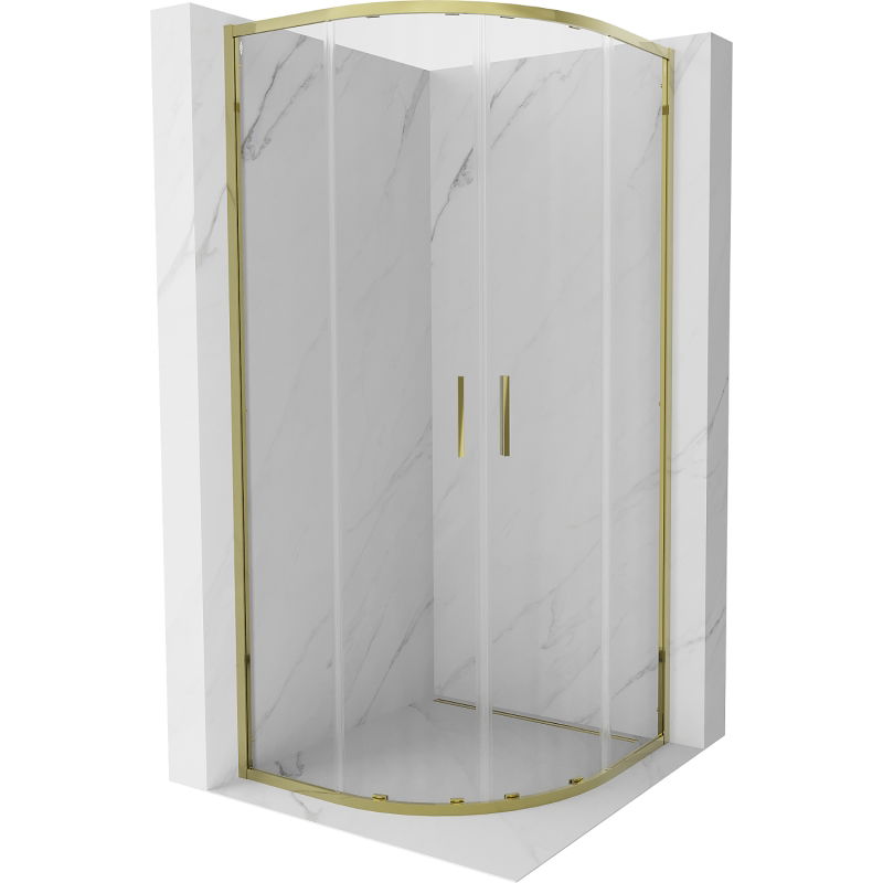 Mexen Exo semi-circular sliding shower cabin 80 x 80 cm, transparent, gold - 8132-080-080-50-00