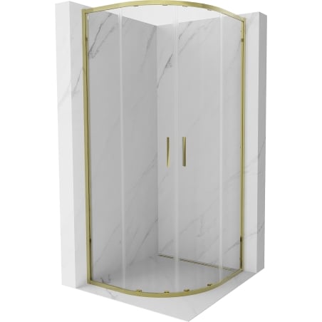 Mexen Exo semi-circular sliding shower cabin 80 x 80 cm, transparent, gold - 8132-080-080-50-00