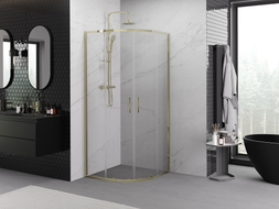 Mexen Exo-S Duo semi-circular sliding shower cabin 80 x 80 cm, transparent, gold - 8132-080-080-50-00