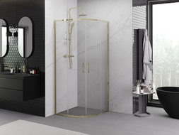 Mexen Exo semi-circular sliding shower cabin 80 x 80 cm, transparent, gold - 8132-080-080-50-00